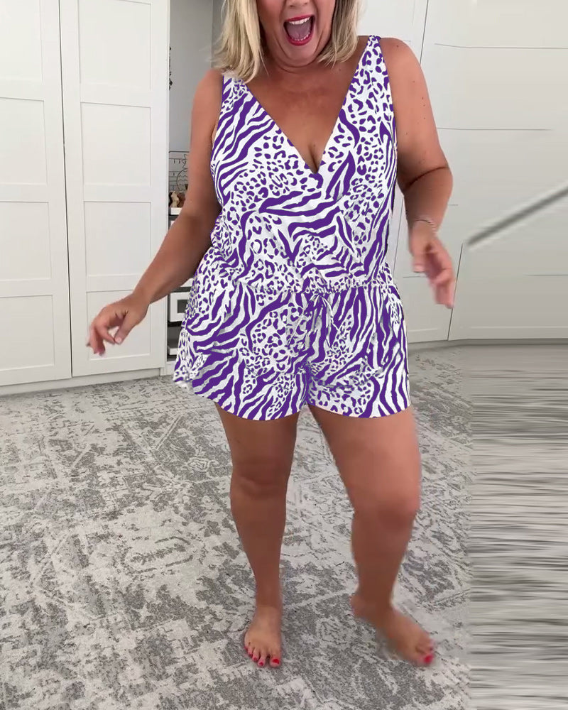 Kostium Kąpielowy Slim Fit w Wzór Zebry