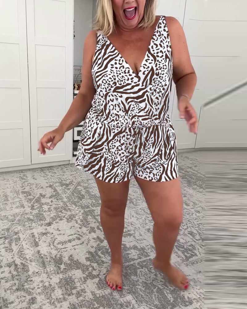 Kostium Kąpielowy Slim Fit w Wzór Zebry