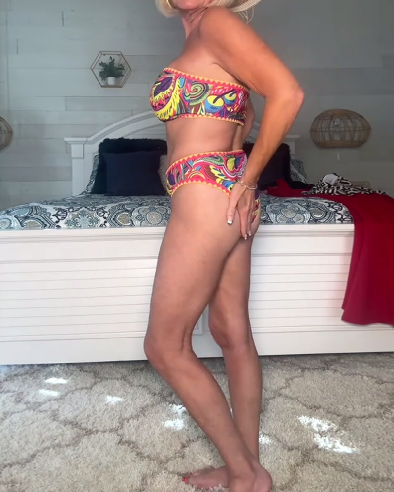 Seksowny Strój Kąpielowy Top Tube w Wzory Dwa Części