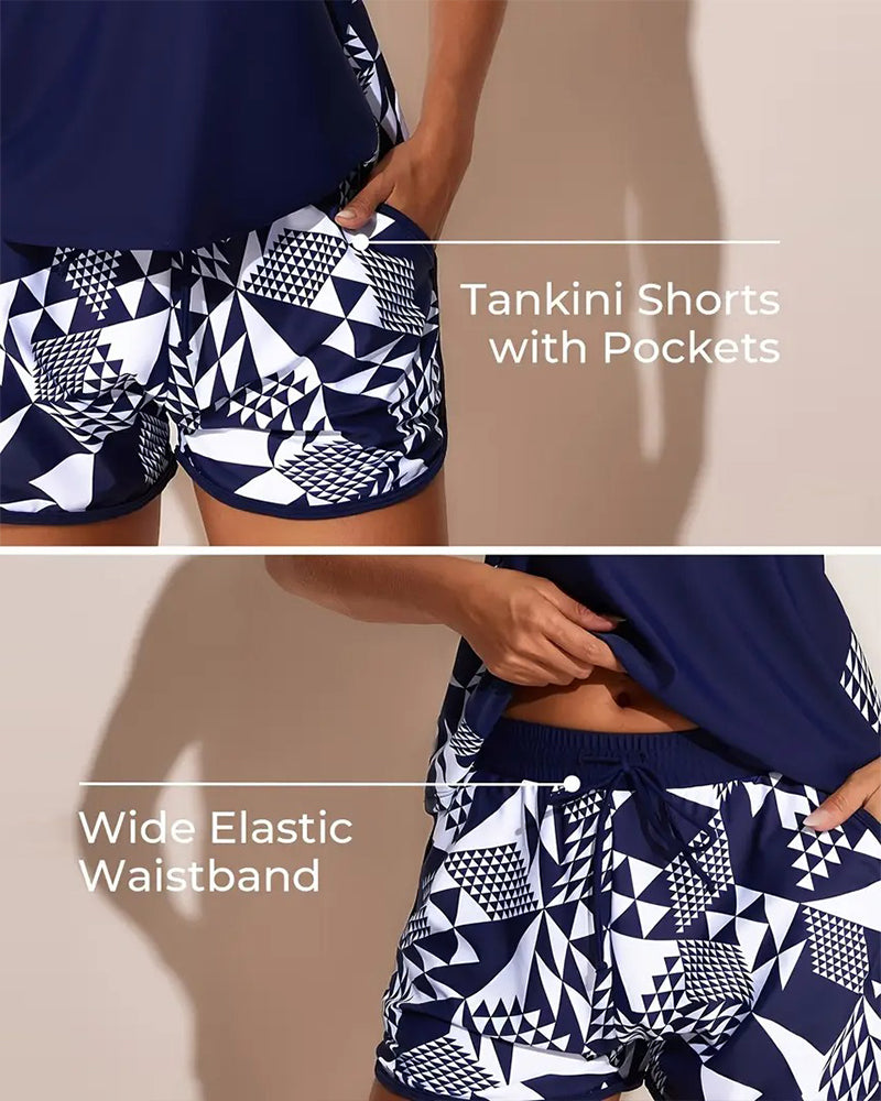 Kostium Kąpielowy Top z Geometricznym Wzorem Dwu-częściowy