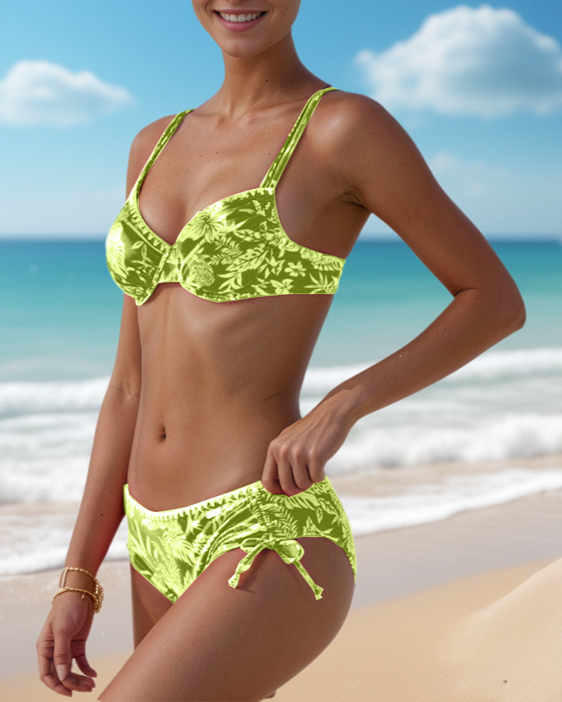 Dwuczęściowy Kostium Kąpielowy w Kształcie Trójkąta z Wiązaniami i Wzorem