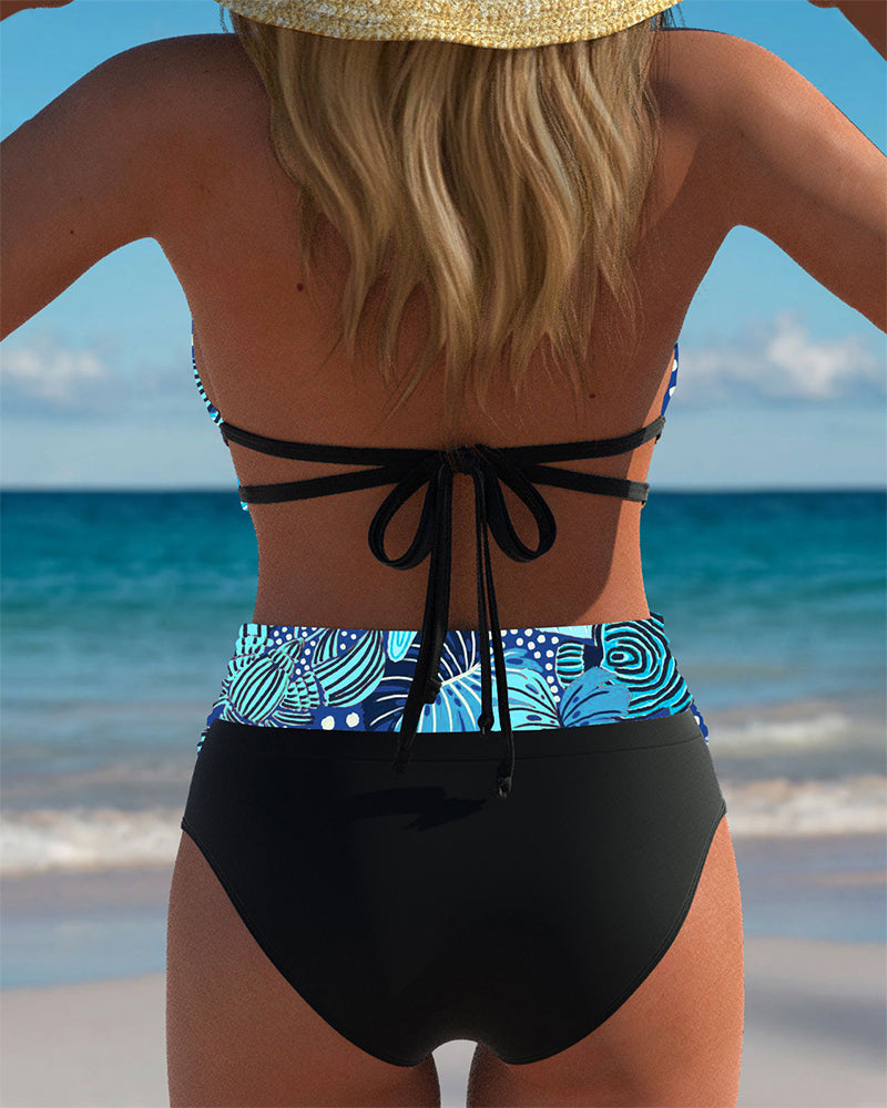Bikini Sexy Dos Nu Biustonosz w Print